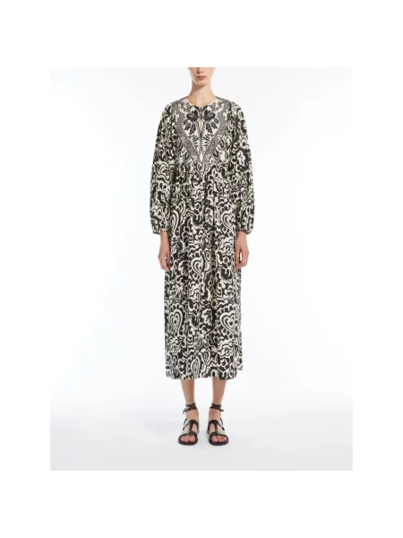 Weekend Max Mara sukienka beżowy midi rozkloszowana czarna