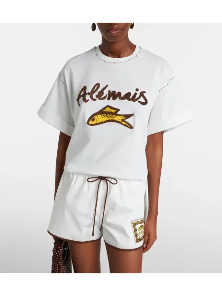 Tricou Alemais cu broderie alb