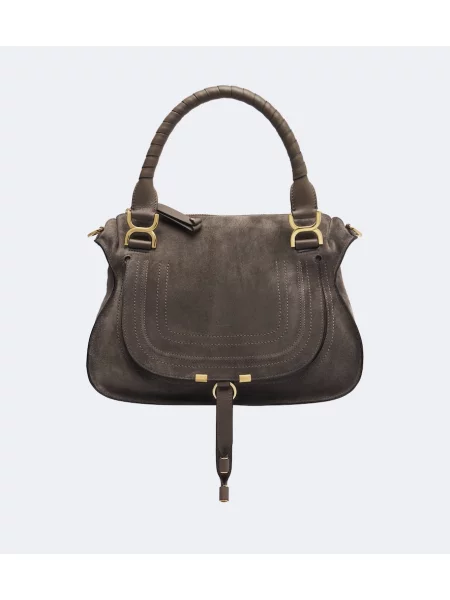 Geantă Chloé din piele de căprioară gri