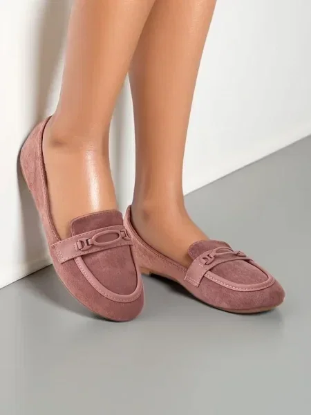 Mocasini Resti din piele de căprioară roz