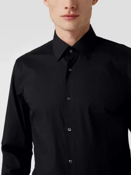 Koszula biznesowa o kroju slim fit z popeliny z dodatkiem streczu Boss czarna
