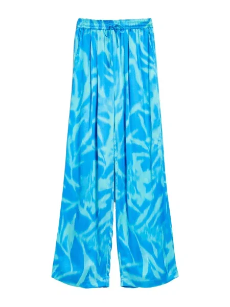 Bershka Hlače z naborki / azur / nebeško modra