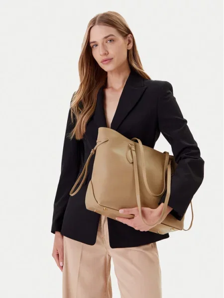 Guess torebka skórzana FLORENCE HWFLNC beżowy
