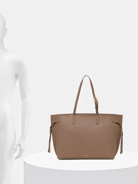 Bőr shopper táska Furla bézs