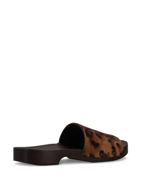 Sandale La Rose din piele cu imagine cu model leopard roz