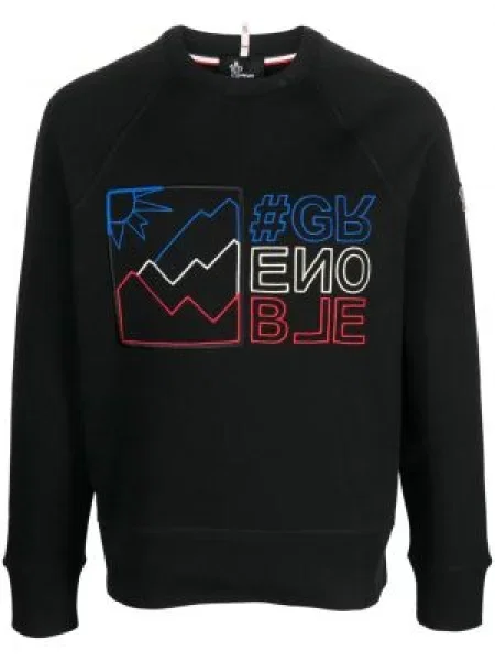 Hanorac Moncler Grenoble cu broderie negru