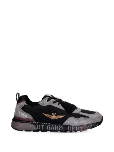 Sneakerși Aeronautica Militare cu broderie negru
