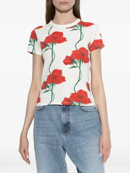 Tricou Kenzo cu model floral cu imagine alb