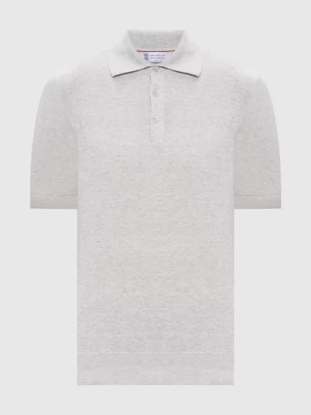 Меланжевое поло Brunello Cucinelli серое