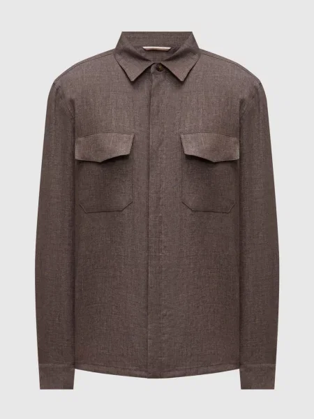 Льняная рубашка Canali коричневая