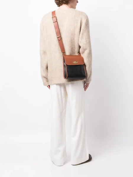Iš natūralios odos mažas rankinė Mulberry ruda