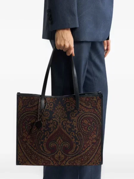 Geantă Etro cu model paisley din jacard albastru