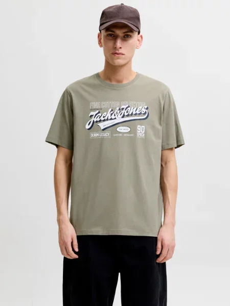 JACK & JONES Tričko námornícka modrá / kaki biela