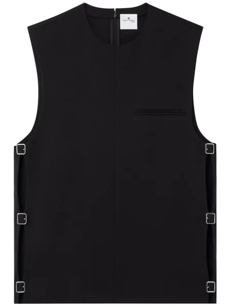 Вълнена риза Courreges без ръкави с катарама черно
