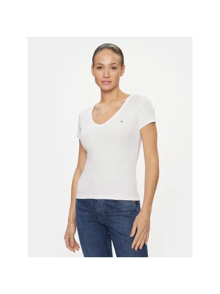 Tommy Jeans Póló Essential Slim Fit fehér