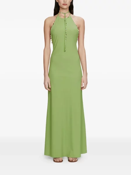 Rochie Christopher Esber cu gât halter de costum verde