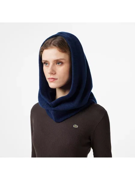 Lacoste Bezszwowa Kominiarka Z Wełny Zgrzebnej granatowa