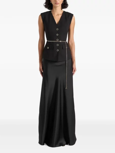 Cu centură rochie maxi Manière De Voir din satin negru