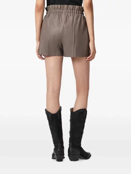 Pantaloni scurți Allsaints din piele maro