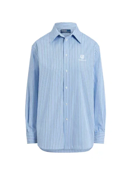 Lanena ošišano polo majica Polo Ralph Lauren s printom siva