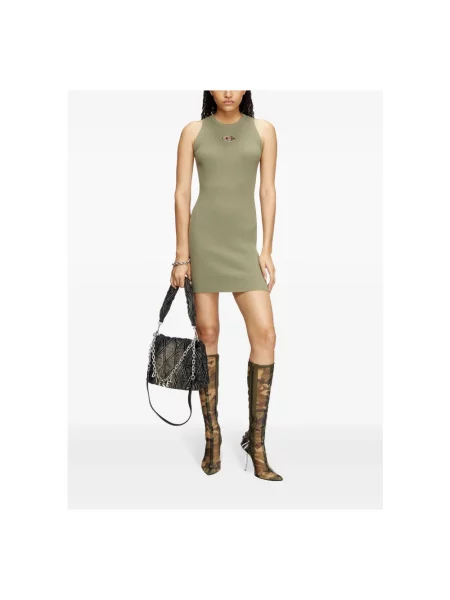 Dzianinowa mała mały sukienka mini Diesel zielona