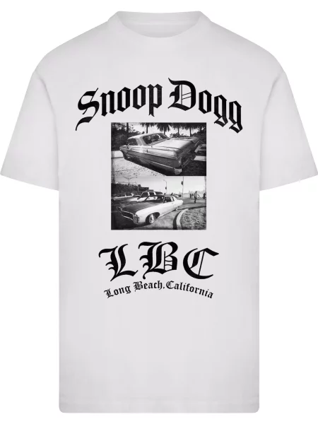Merchcode Tričko Snoop Dogg Long Beach California černá bílá