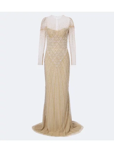 Rochie Georges Hobeika din tul bej