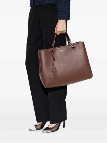 Шопинг чанта Emporio Armani с принт кафяво
