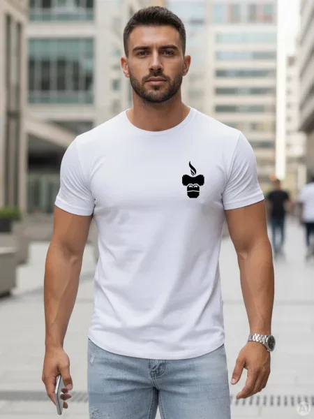 T-shirt z minimalistycznym nadrukiem Dstreet biały