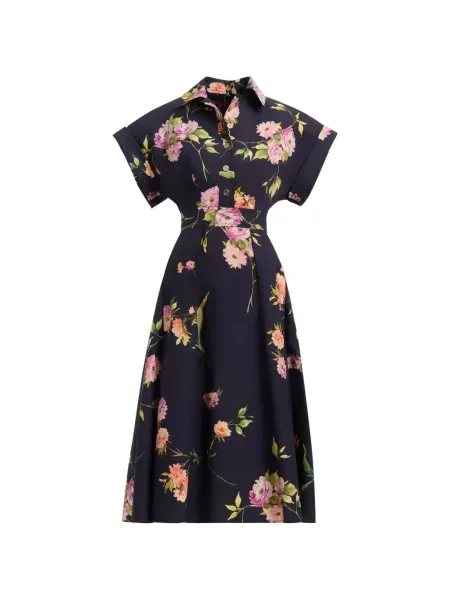 Rochie midi Elie Saab cu model floral cu imagine negru