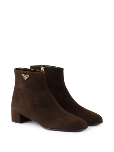 Botine Prada din piele de căprioară maro
