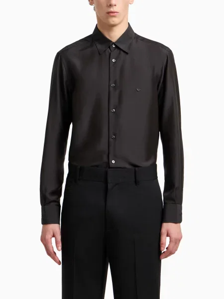 Рубашка Emporio Armani из модала черная