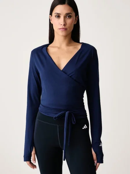 Adidas Performance bluză cu mânecă lungă pentru yoga pentru femei cu Three Stripes Studio