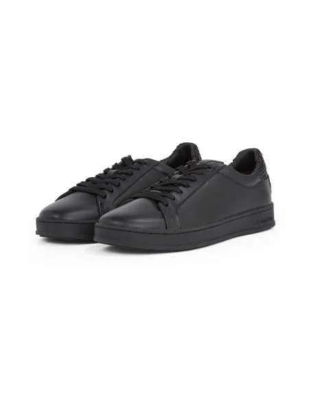 Kožené tenisky Calvin Klein LOW TOP LACE UP WOVEN čierna