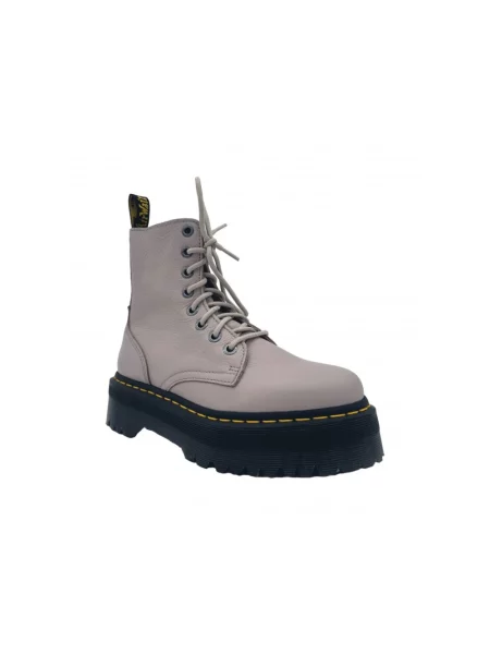 Botki Dr. Martens skórzane na platformie beżowe