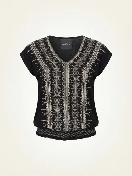 KOROSHI Bluză negru alb