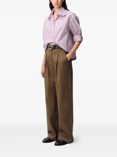 Kołnierzykowy koszula Claudie Pierlot w kratkę z falbankami różowa