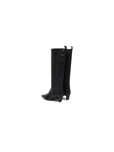 Čižmy Tommy Hilfiger Kitten Heel Leather High Boot čierna
