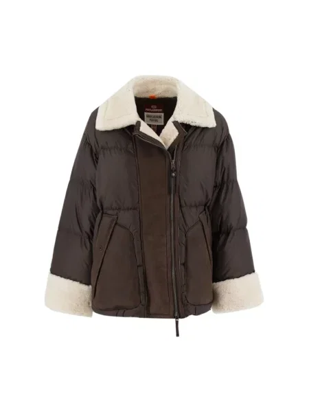 Kurtka skórzana Parajumpers elegancka brązowa