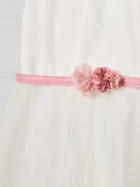Długa sukienka z okrągłym dekoltem Une Hautre Couture biała