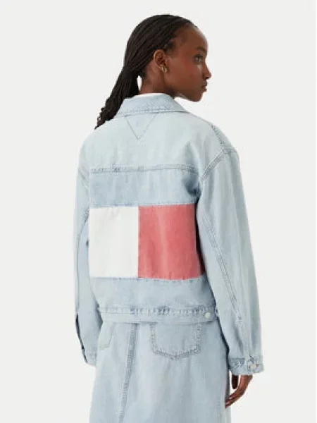 Tommy Jeans Prechodná bunda svetlomodrá / červená / biela modrá