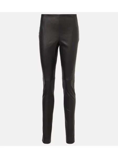 Pantaloni The Row din piele negru