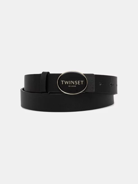 Twinset curea pentru femei cu imitație de piele negru