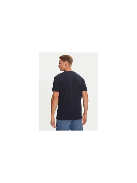 Tommy Jeans Póló Linear Logo Regular Fit sötétkék