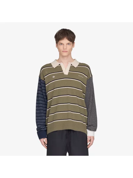 Adidas Originals Pletené Polo Tričko olivová / krémová černá