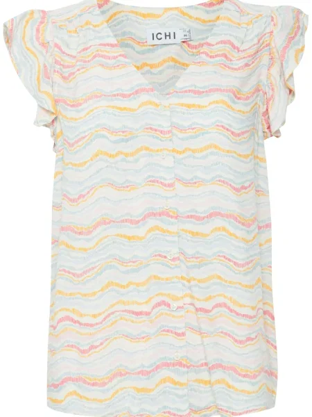 ICHI Bluză VERA albastru deschis / portocaliu deschis / roz deschis alb