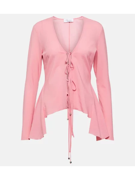 Bluză Blumarine de lână cu volane roz