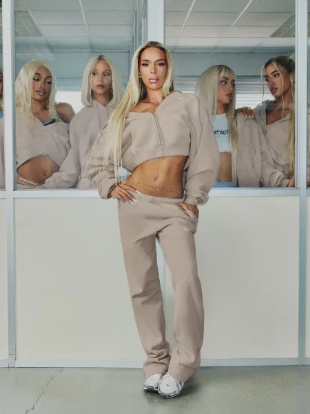 Nike Spodnie Studio Flc Mw Mr Std Oh beżowe
