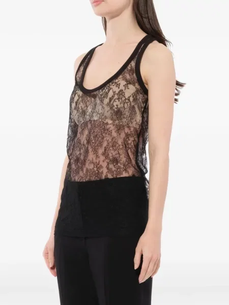 Top Givenchy s cvjetnim printom s čipkom crna
