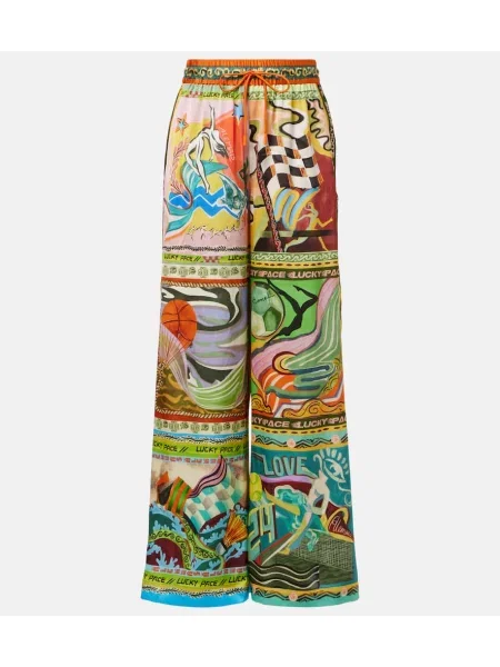 Pantaloni Alemais de mătase cu imagine